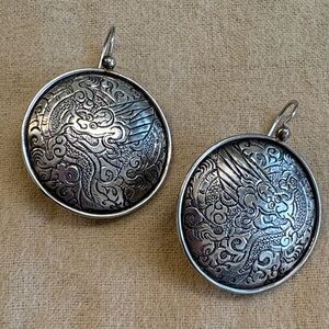 Silpada Etched Asian Dragon Earrings